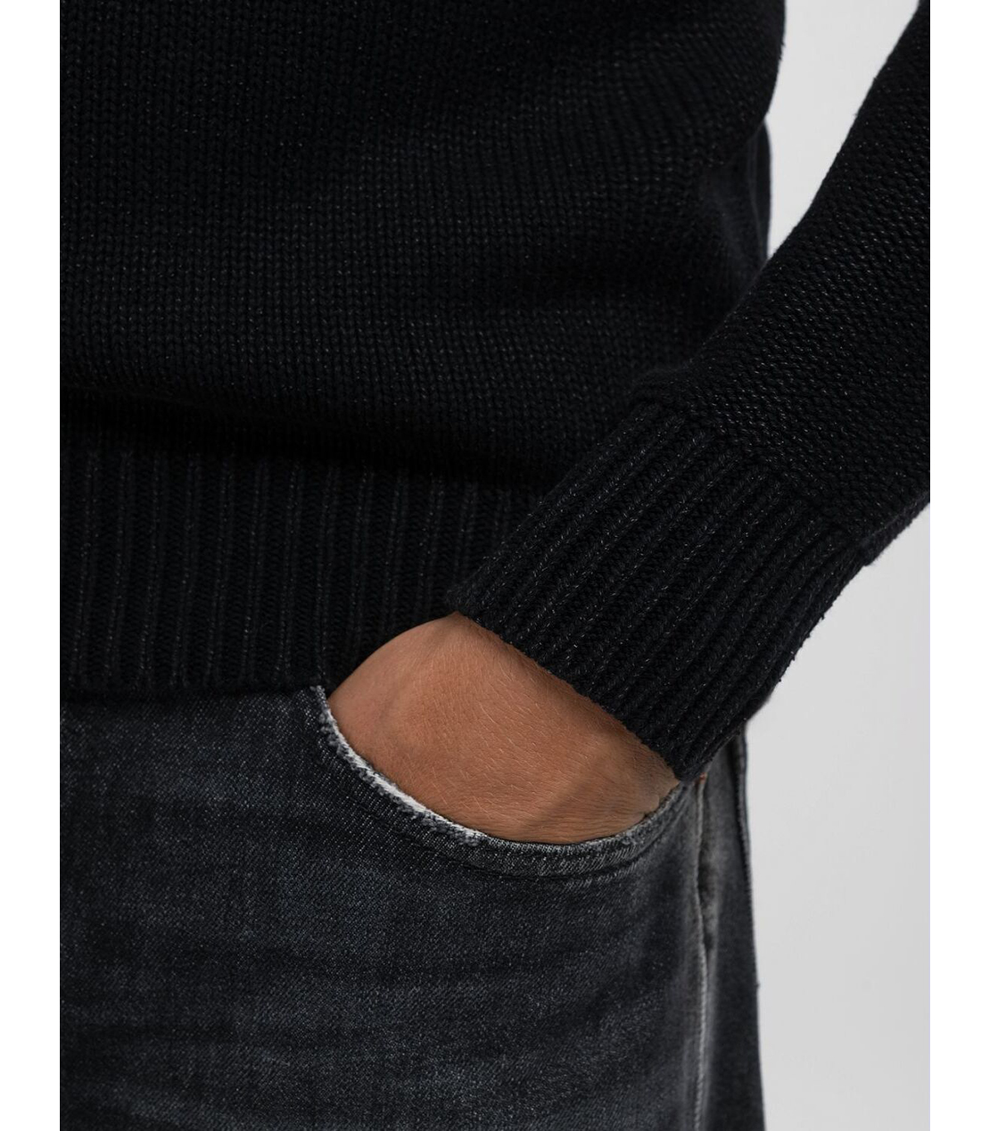 タイガーシリーズ ガーメントダイコットンウォッシュセーター 詳細画像 ブラック 5